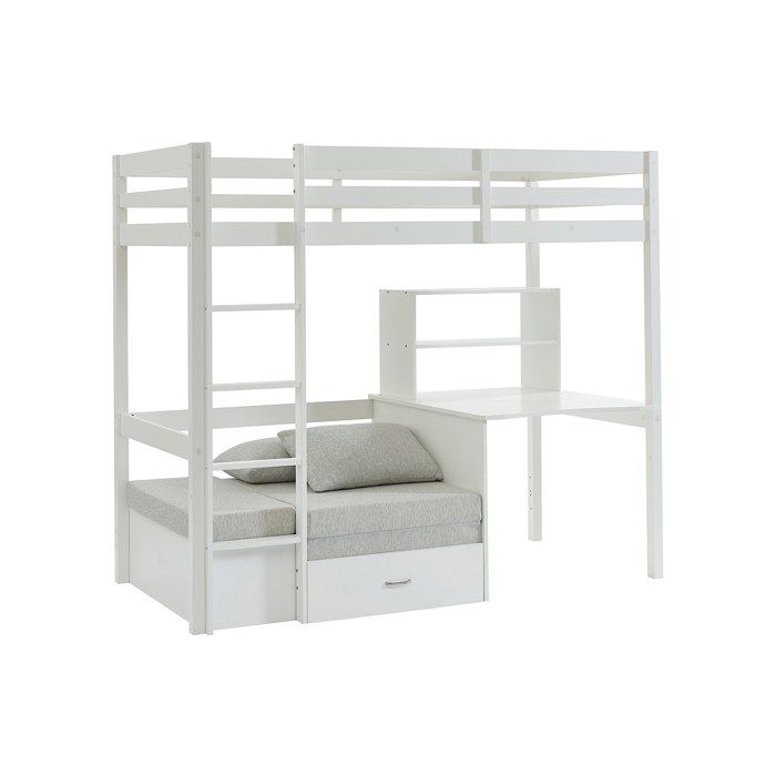 Lit IKEA 90x200 Avec Bureau Intégré - Blanc - Bois - Occasion