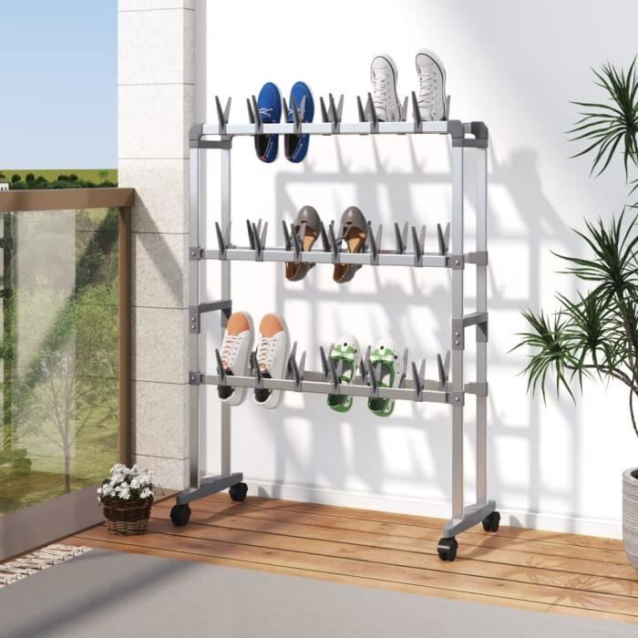 vidaXL Étagère à chaussures avec roulettes Argenté 66x27x100 cm 344371
