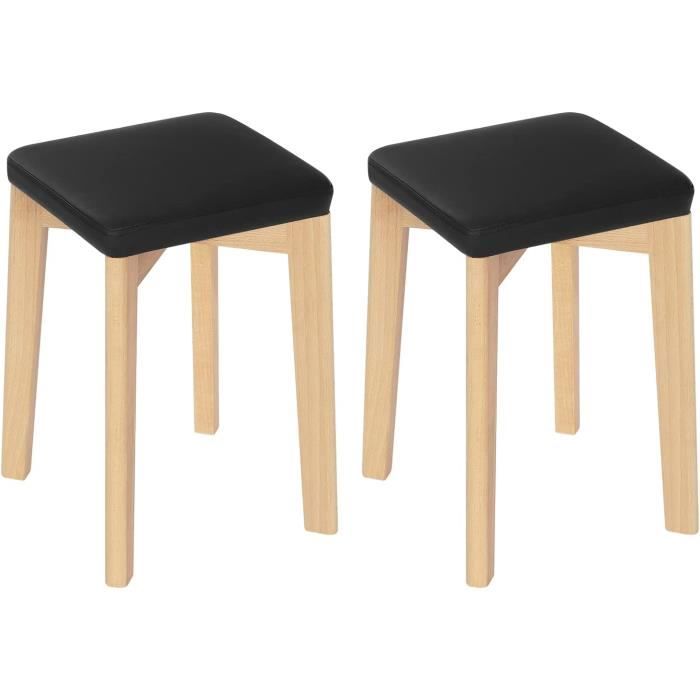 Tabouret en bois massif noir 45x55cm