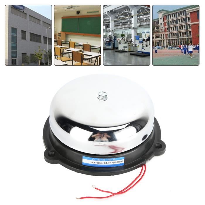 Cloche Électrique Métal 4 Pouces 100 DB 12V - Alarme Incendie Puissante Avec Bobine Cuivre Et Galvanisation Anti-Rouille
