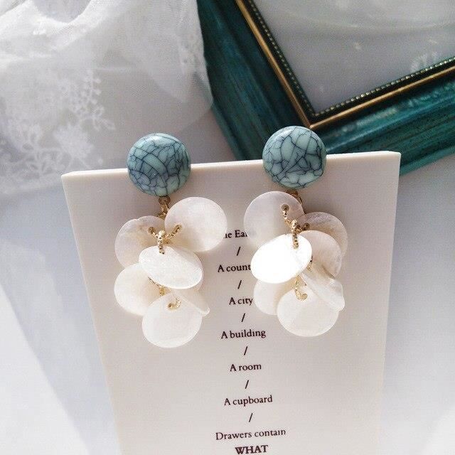 Boucles D'oreilles Fleurs Bleu Et Blanc – Au Choix Clip Ou Crochet, Fait Main