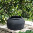Pot terre cuite fait main Dimension Produit : Diamètre 23,5 x hauteur 14 cm Noir-1