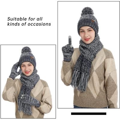 Ensemble Bonnet Écharpe Gants Homme Hiver | 3 Pièces Laine Douce Écran Tactile