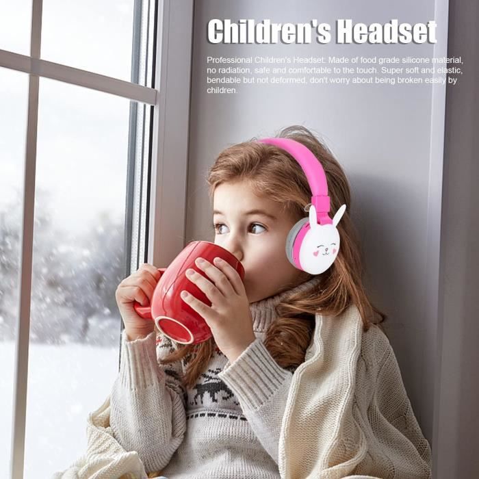 OHAANYY Casque Bluetooth pour Enfants sans Fil,Casque Cat Pliable avec LED Flash
