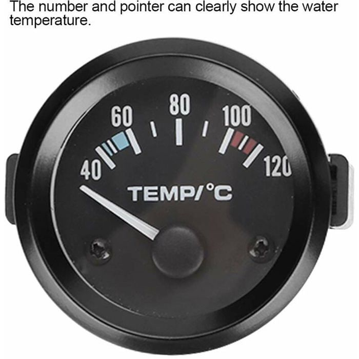 Dilwe Gauge de température pour la voiture Gauge de température de l'eau de 2 '' 52 mm, jauge de
