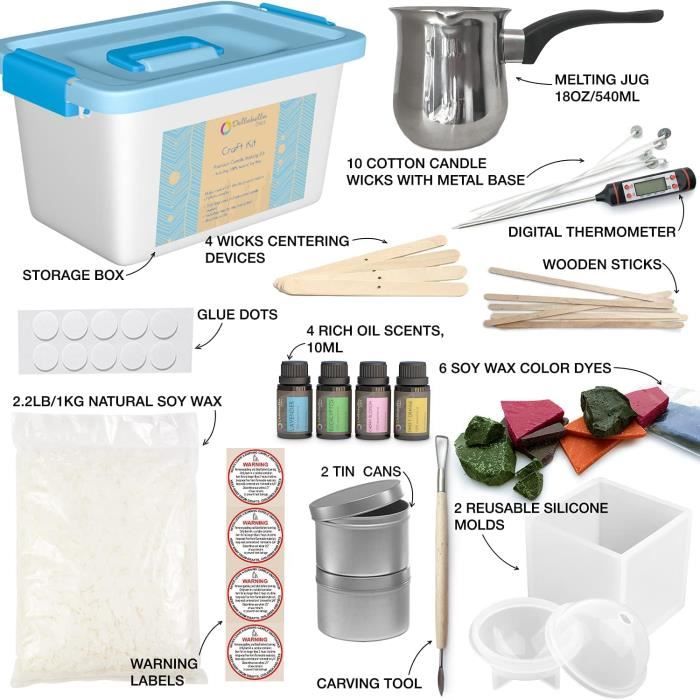 VALLDOM – Kit Fabrication Bougies Noires – Fonte De Cire 1000 Ml, Affichage Numérique, 200W, 120°C Max