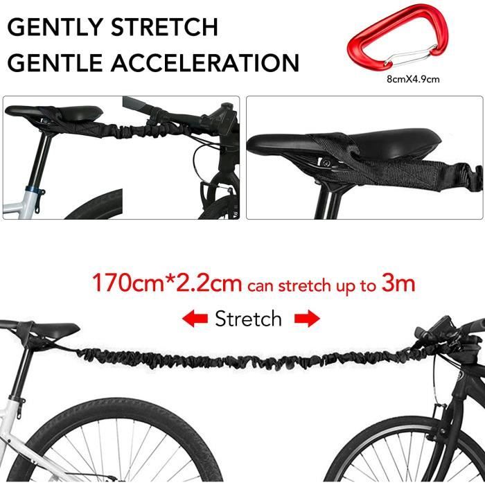 Corde De Remorquage Vélo DOBELIX Pour Enfants - Sangle élastique Avec Rétroviseur De Guidon