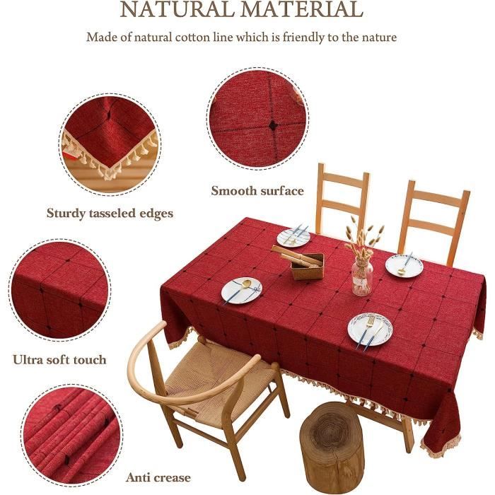 Nappe Rectangulaire Nappe Coton et Lin Tissu avec Tassel Nappe de Table,  pour Décoration de Table de Cuisine (Marron,140X140cm) - Cdiscount Maison