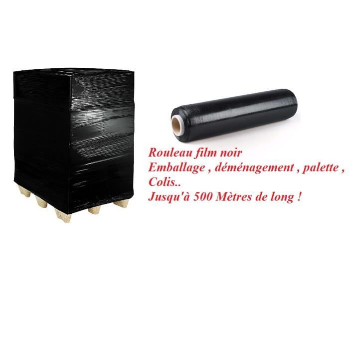 Rouleau film noir étirable déménagement , colis / Emballage 500 mètres de  longueur - Cdiscount Bricolage