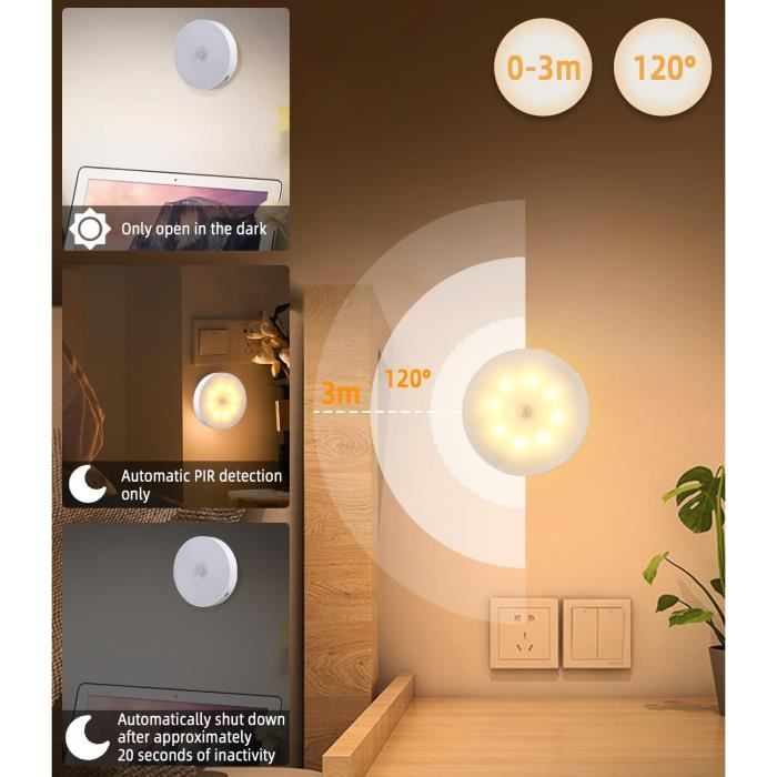 4 Spots LED Zawaer Rechargeables - 13 Couleurs Dimmable - Télécommande Et Minuterie - Magnétiques - Pour Cuisine/Placard