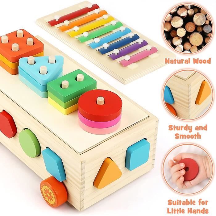 Jouet Montessori 3 En 1 En Bois Pour Bébé 1-4 Ans - Avec Xylophone & Marteau | Éducatif Et Ludique