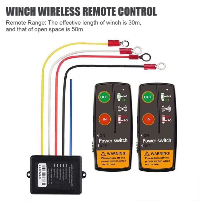 Télécommande Sans Fil Universelle Treuil 12V/24V – 75 Pieds Portée, 434 MHz