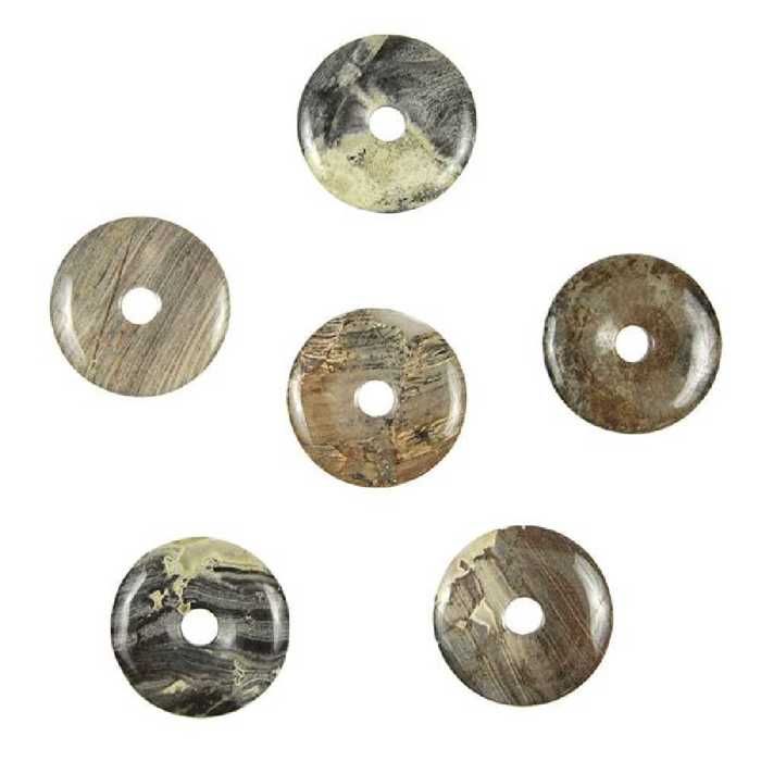 Donut Pi Chinois En Nacre Grise Pour Pendentif - Diamètre 3 Cm, Neuf Avec étiquettes