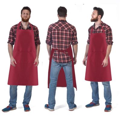 FUIPVGI Lot De 4 Tabliers De Cuisine Vin Rouge – Avec 2 Poches, Taille Unique – Pour Cuisine, BBQ, Jardinage, Peinture