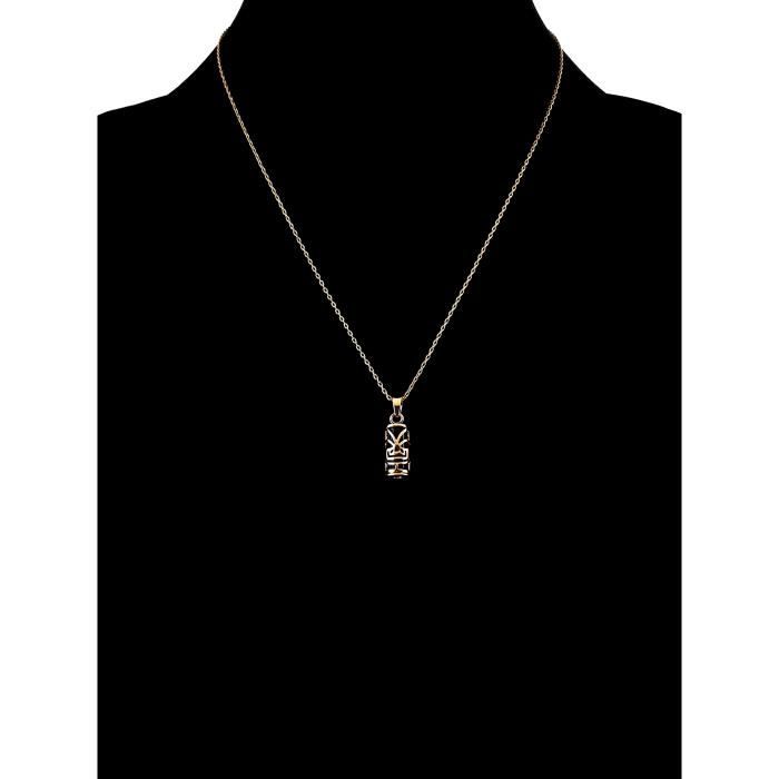 Collier Pendentif Tiki En Plaqué Or Avec Turquoise - Longueur Au Choix, Neuf Avec étiquettes
