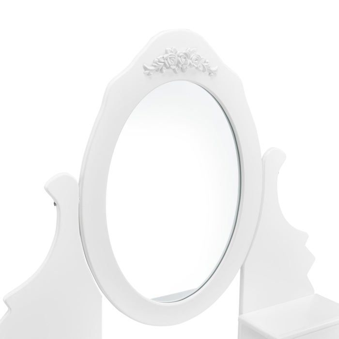 Table De Maquillage Coiffeuse Moderne Blanche Avec Miroir - MDF - 4 Tiroirs