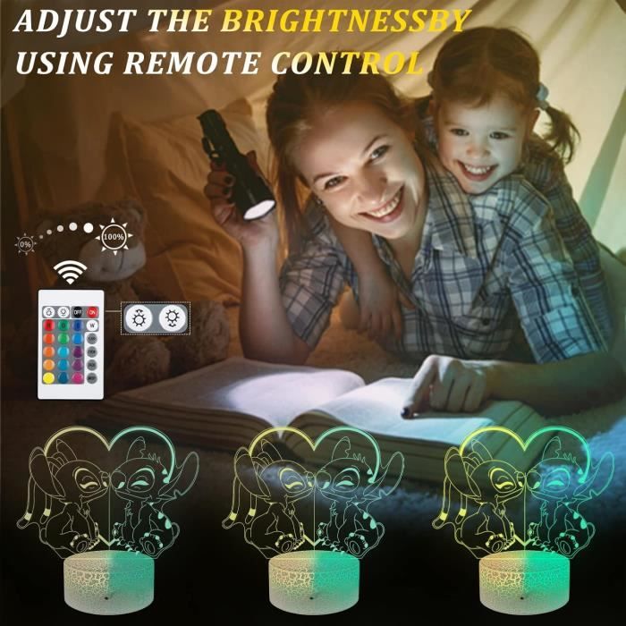 QQAAMZ Stitch Lampe 3d Illusion Led Tactil Maison Enfant De Decoration  Chambre Stitch Veilleuse Cadeau Lampe De Table Gadgets Cadeau Noel  lilo&stitch 3 En 1 : : Luminaires et Éclairage