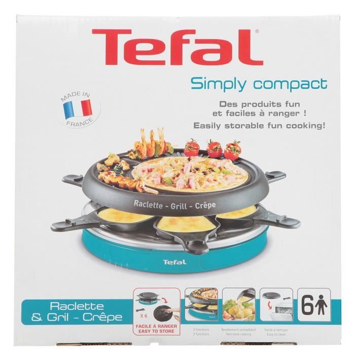 TEFAL RE129412 Raclette compact - 6 personnes - Noir et turquoise -  Cdiscount Electroménager