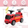 DREAMADE Camion de Pompier Porteur Enfant avec Machine à Bulles, Voiture à Pousser avec Lumières et Effets Sonores Musicaux, Rouge-3