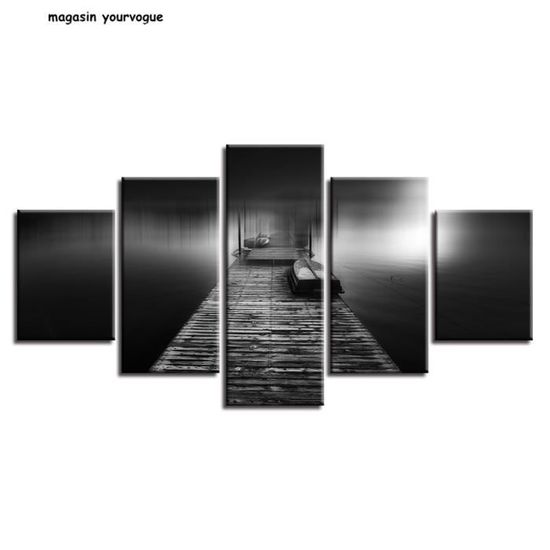 Decor Chambre Mur Noir Et Blanc Affiches Modulaire Toile Photos 5 Pieces Pont En Bois Decor Peintures Hd Impression Art Sans Cadre Achat Vente Toile Decor Chambre Mur Noir Et Cdiscount