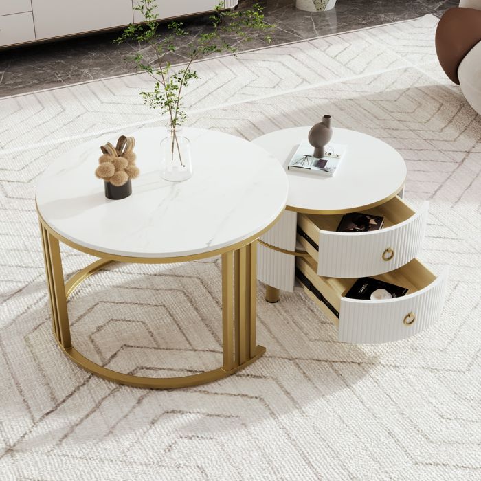 Table basse avec 4 tiroirs - table de salon avec design de ligne Table basse avec 4 tiroirs - table de salon avec design de ligne