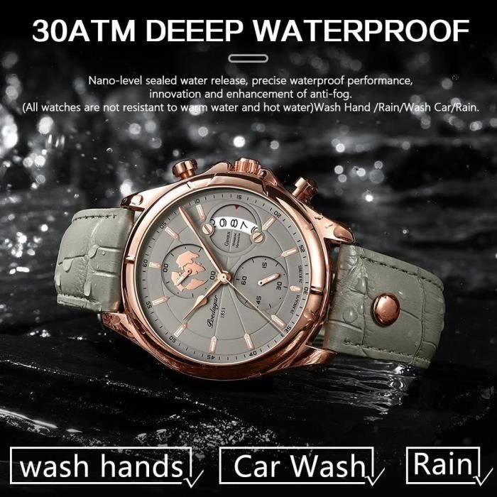 Montres Quartz Hommes Montre Mode Chronographe En Cuir Montres