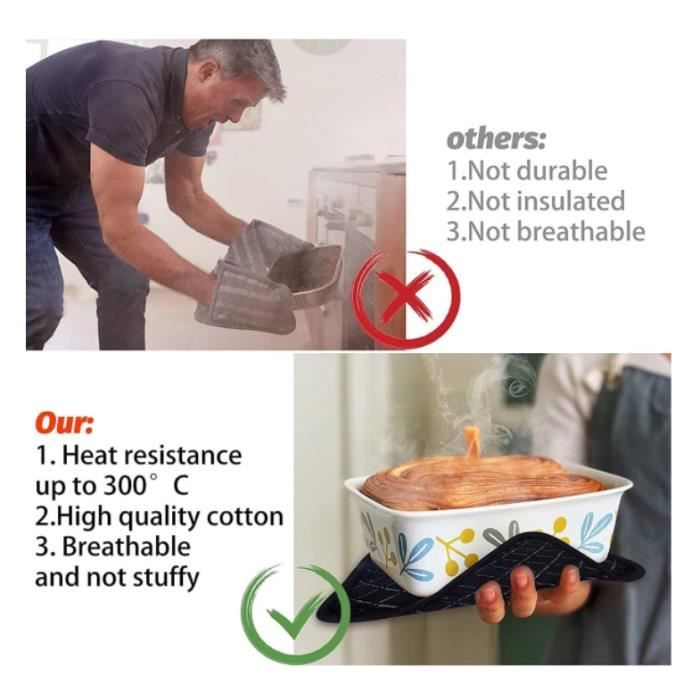 Gants de Cuisson,4PC Ensemble de Gants de Four pour Cuisine Pâtisserie Barbecue Grillage Résistant à La Chaleur - Maison Gants de Cuisson,4PC Ensemble de Gants de Four pour Cuisine Pâtisserie Barbecue Grillage Résistant à La Chaleur - Maison