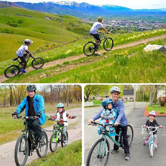 Corde de remorquage de vélo parent-enfant rétractable, système de remorquage  élastique de vélo VTT portable pour adultes et enfants, sangle de remorquage  de vélo, accessoires de vélo