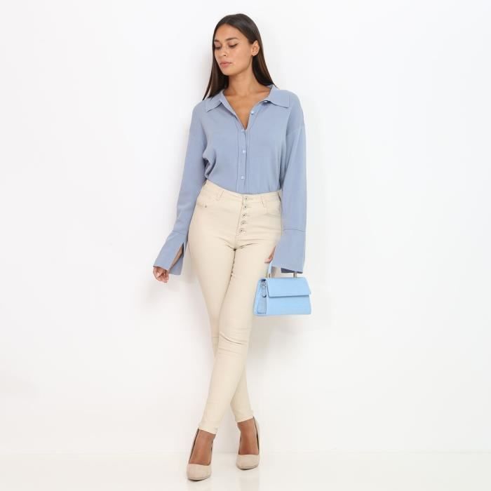 Pantalon skinny effet enduit beige Beige Cdiscount Pret a Porter