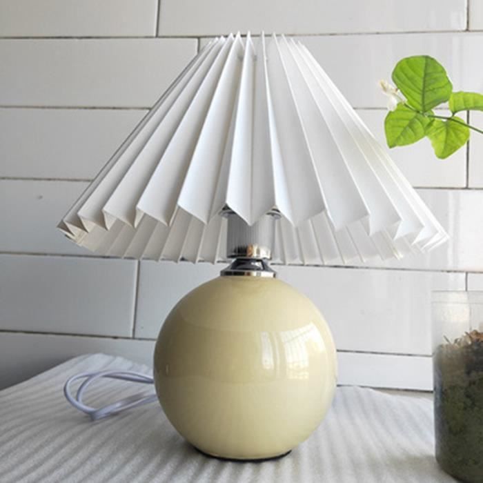 Abat-jour Plissé Tissu 30x22 Cm Pour Lampadaire/lampe De Table - Douille E27, Couleur Crème/beige