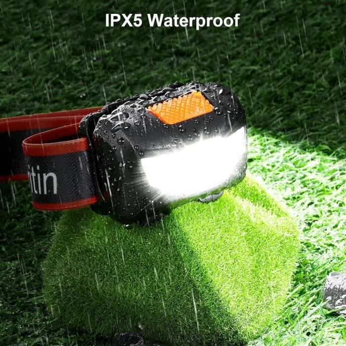 Lampe Frontale LED Gritin - Lot De 2 - 3 Modes - IPX5 Étanche - Piles Incluses - Sport Extérieur