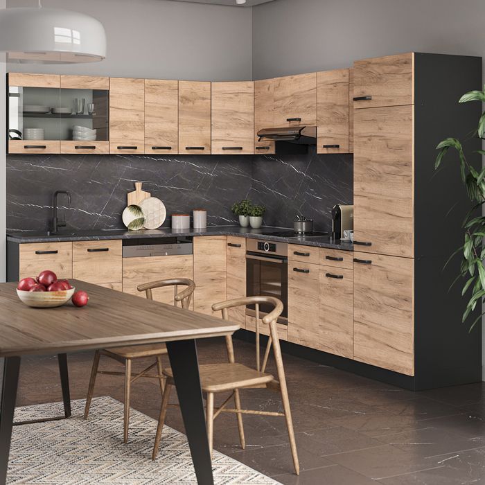Vicco Cuisine R-Line, Chêne doré/anthracite, 200cm , PT Marbre | Leroy
