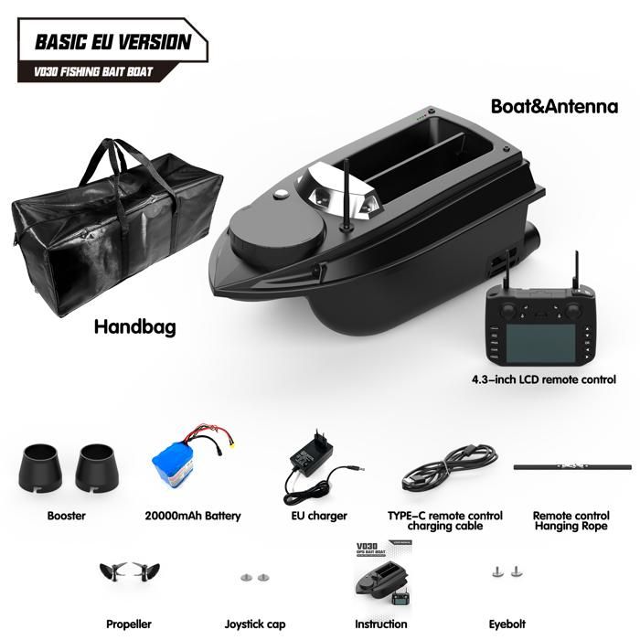 Bateau Amorceur GPS Radiocommandé – Portée 500 M, Charge 1,5 Kg – Pêche En Lac Et Rivière