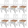 4827MEUBLE FR® Lot de 6 chaises Style Nordique,Chaise de Cuisine Salle à Manger Scandinave  Blanc Pinède SIZE:41,5 x 45,5 x 85,5 cm-0