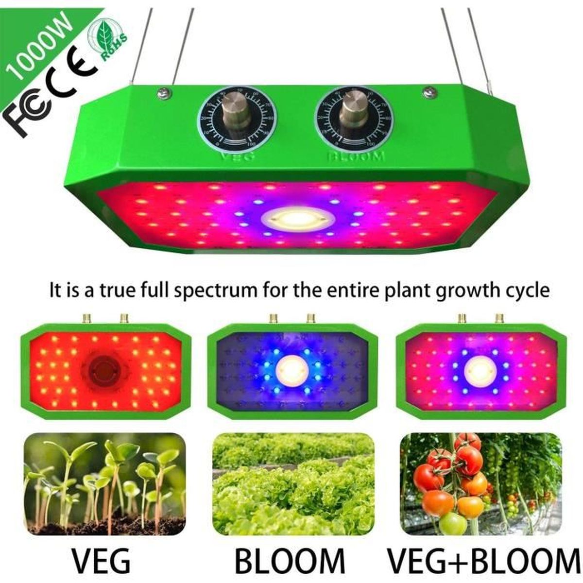 1000w Led Horticole Lampe Ideale Pour Plantes D Interieur Fleurs