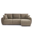 BAÏTA Canapé d'angle convertible et réversible 4 places DANILO velours côtelé taupe