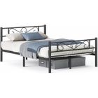 VASAGLE Cadre de Lit 140 x 200 avec Sommier Métal, Lit 2 Personnes, en Métal, Montage Facile, pour Chambre d’Amis, Chambre Ado, Noir