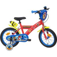 Vélo enfant 14'' Garçon Pat' Patrouille  pour enfant de 90 cm à 105 cm équipé de 2 freins, plaque avant, stabilisateurs amovibles !