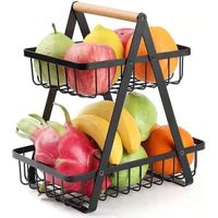 Corbeille À Fruits À 2 Étages Détachable Pour Comptoir Fruits Légumes Panier Bol Panier De Rangement En Fil Métallique Avec [x3408]