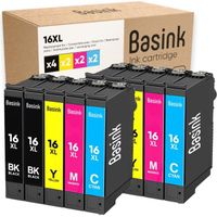 Basink Cartouche d'encre Compatible avec EPSON 16XL Pack 10 pour WF2510 WF2760 WF2630 WF2750 WF2650 WF2660 WF2540 WF2530 WF2520