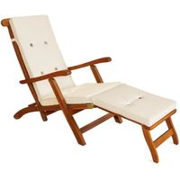 Detex® Coussin pour chaise longue 173 cm - Matelas Transat Bain de soleil CRÈME