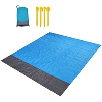 Tapis de plage imperméable 140 x 200 cm avec 4 piquets Fixes pour Pique-niques de Plage, Camping
