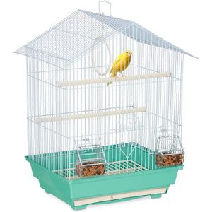 VOLIÈRE - CAGE OISEAU Cage à Oiseaux 100cm Roof Top Grand Cage Oiseau métal Perroquet Perruche Perruche Finch Pet Bird Cage avec l'échelle et [1]