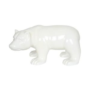 Statue d'ours polaire avec skis en céramique blanche Hauteur 9 centimètres 