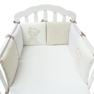 TOUR DE LIT BÉBÉ Tour de Lit Bébé - Pinji - Ensemble 6 Pièces - Coussin Anti-choc Coton Beige