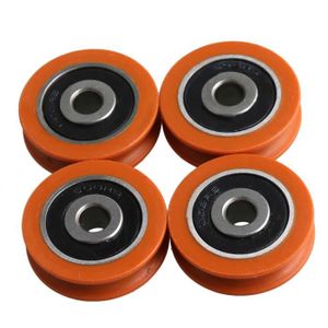 4Pcs Orange Bearing Steel U Groove Guide Pulley Rail Ball Rouleau Roulement de roue 