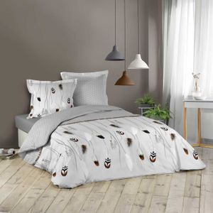 Gris Dreamhouse Housse De Couette Coton Cactus 200cm x 220cm avec 2 Housse doreiller 60cm x 70cm