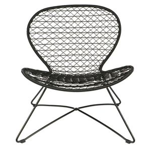 FAUTEUIL JARDIN  Fauteuil de jardin en corde tressée, coloris noir - Dim : H 80 x L 74 x P 71 cm