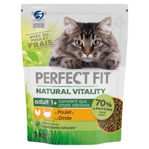 CROQUETTES LOT DE 2 - PERFECT FIT - Natural Vitality au Poulet et à la Dinde Croquettes chat Stérilisé - sac de 1 kg