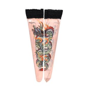 Faux Tatouage Pour Femmes Bas De Couleur Dessin De Dragon Ts15